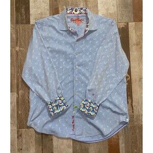 Robert Graham Blue Paisley Long Sleeve Shirt Button Up Blue Men Size Large